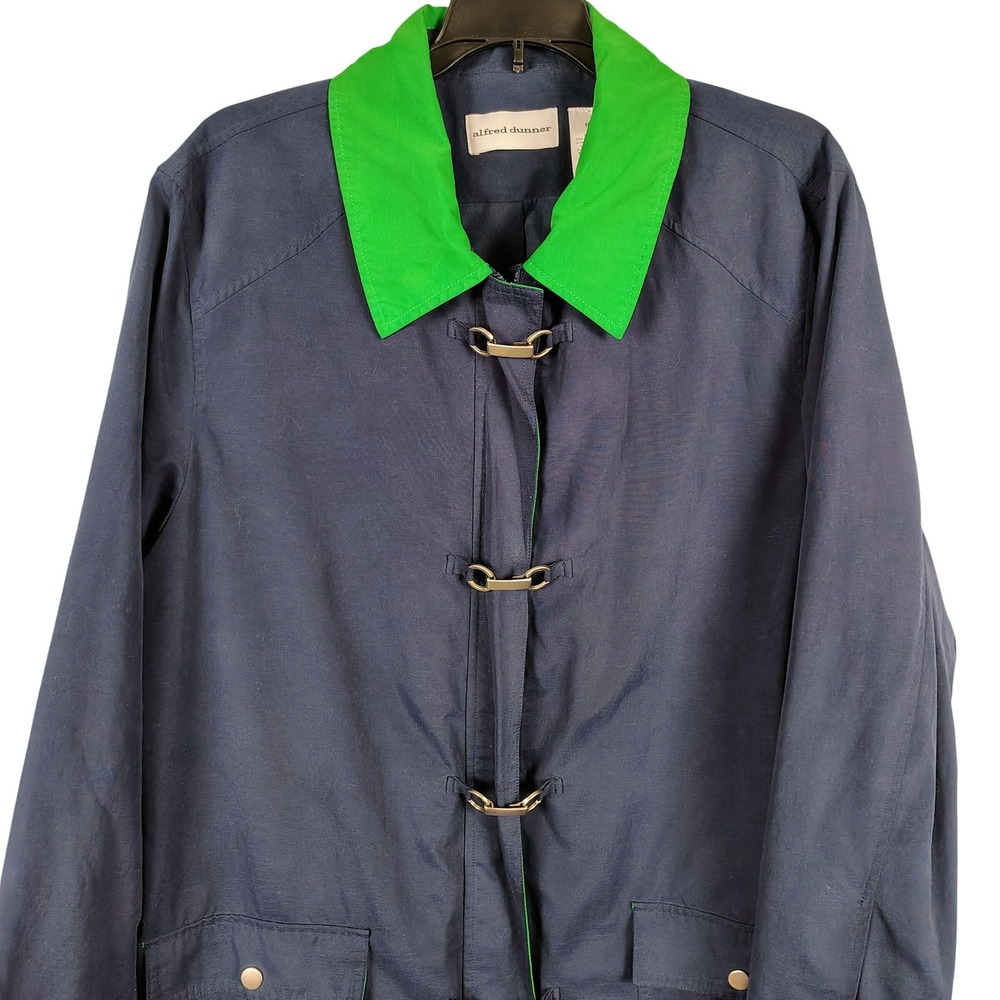 Alfred Dunner Womens SZ 18 Toggle Utility Jacket Navy Blue Green Barn Coat